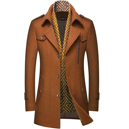 FAVOCENT Men's Woolen Coat - Thicken Mid-Length Trench for Autumn - Buy Center US