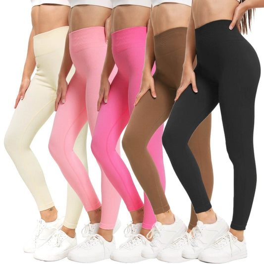 High Waist Ribbed Seamless Yoga Pants - Women's Gym Leggings - Buy Center US