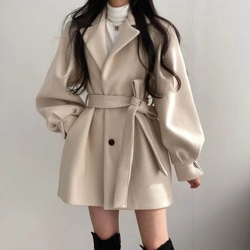 Women's Thickened Woolen Coat - Dragon & Phoenix Pattern for Autumn/Winter - Buy Center US