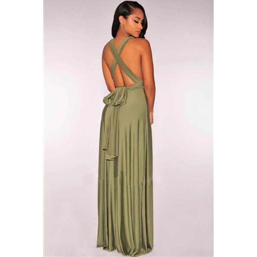 Bohemian V-Neck Maxi Dress - Sexy Sleeveless Summer Gown for Women - Buy Center US