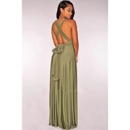 Bohemian V-Neck Maxi Dress - Sexy Sleeveless Summer Gown for Women - Buy Center US