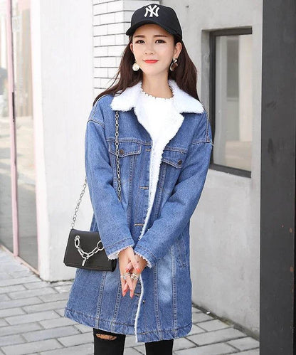 Kalenmos Women’s Denim Coat - Mid-Length Casual Maxi Jacket - Buy Center US