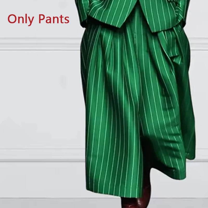 Beautyblue Women's Vintage Blazer Set - Striped Loose Wide Leg Trousers - Buy Center US