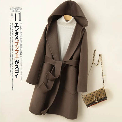 YUEYUAN Women’s Cashmere Hoodie Coat - Double-Sided Slimming Design - Buy Center US