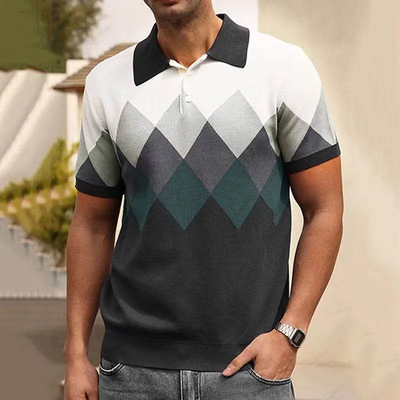 XFT Vintage Men’s Stripe Polo Shirt - Casual Summer Short Sleeve Fashion - Buy Center US