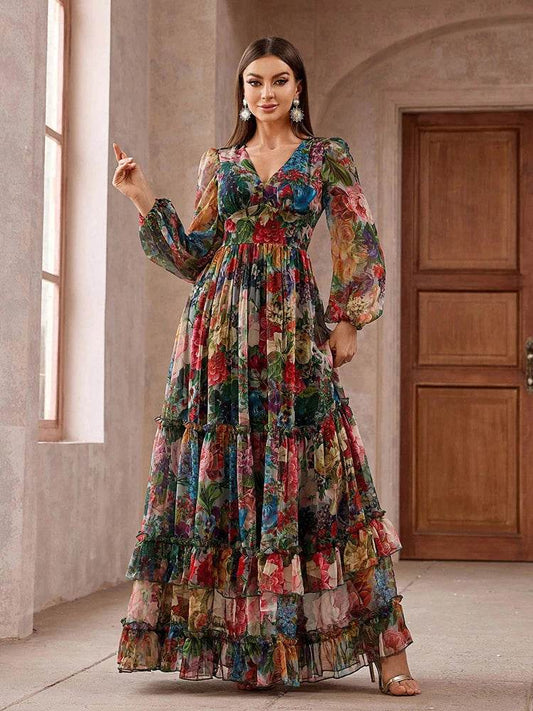 TOLEEN 2024 Floral Print Maxi Dress - Elegant Boho Style for Women - Buy Center US