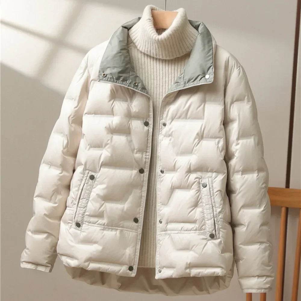 Women’s Casual Light Puffer Parka - Thick White Duck Down Coat - Buy Center US