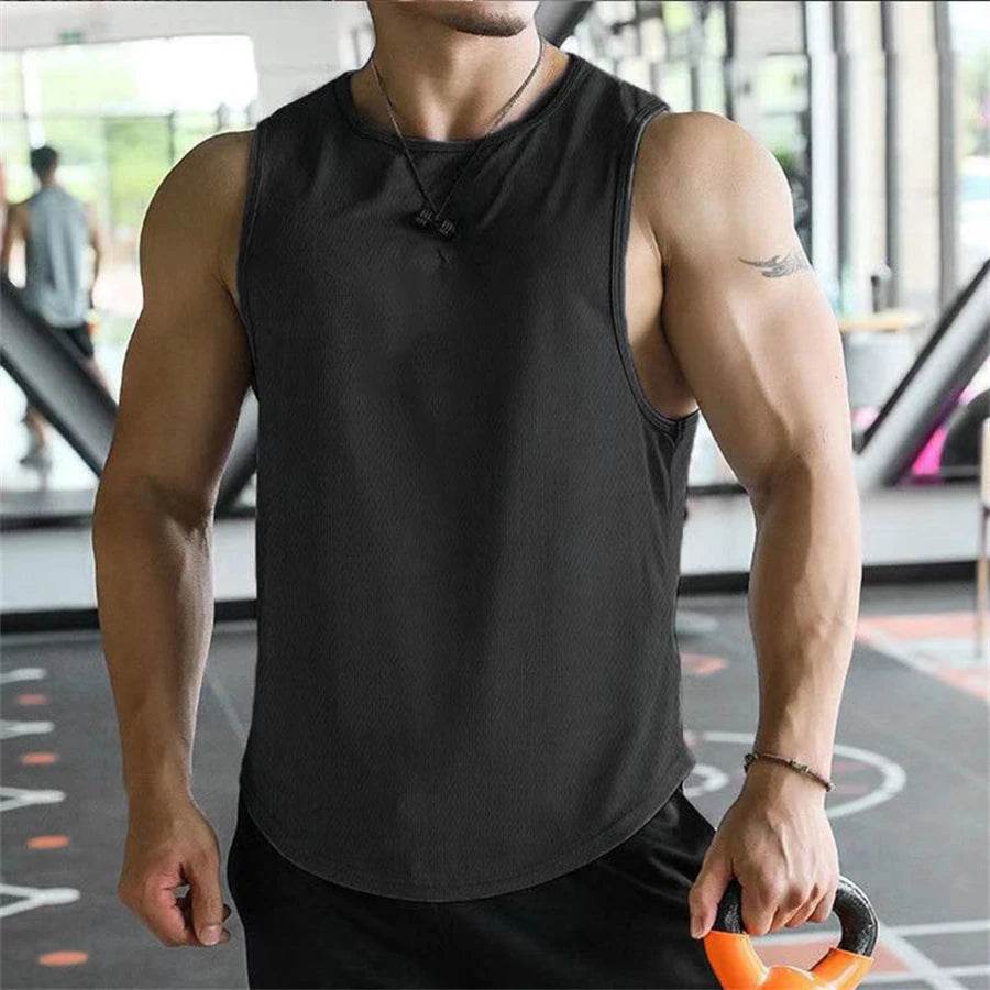 Men's Quick-Dry Tank Tops - Breathable Polyester Mesh for Fitness - Buy Center US