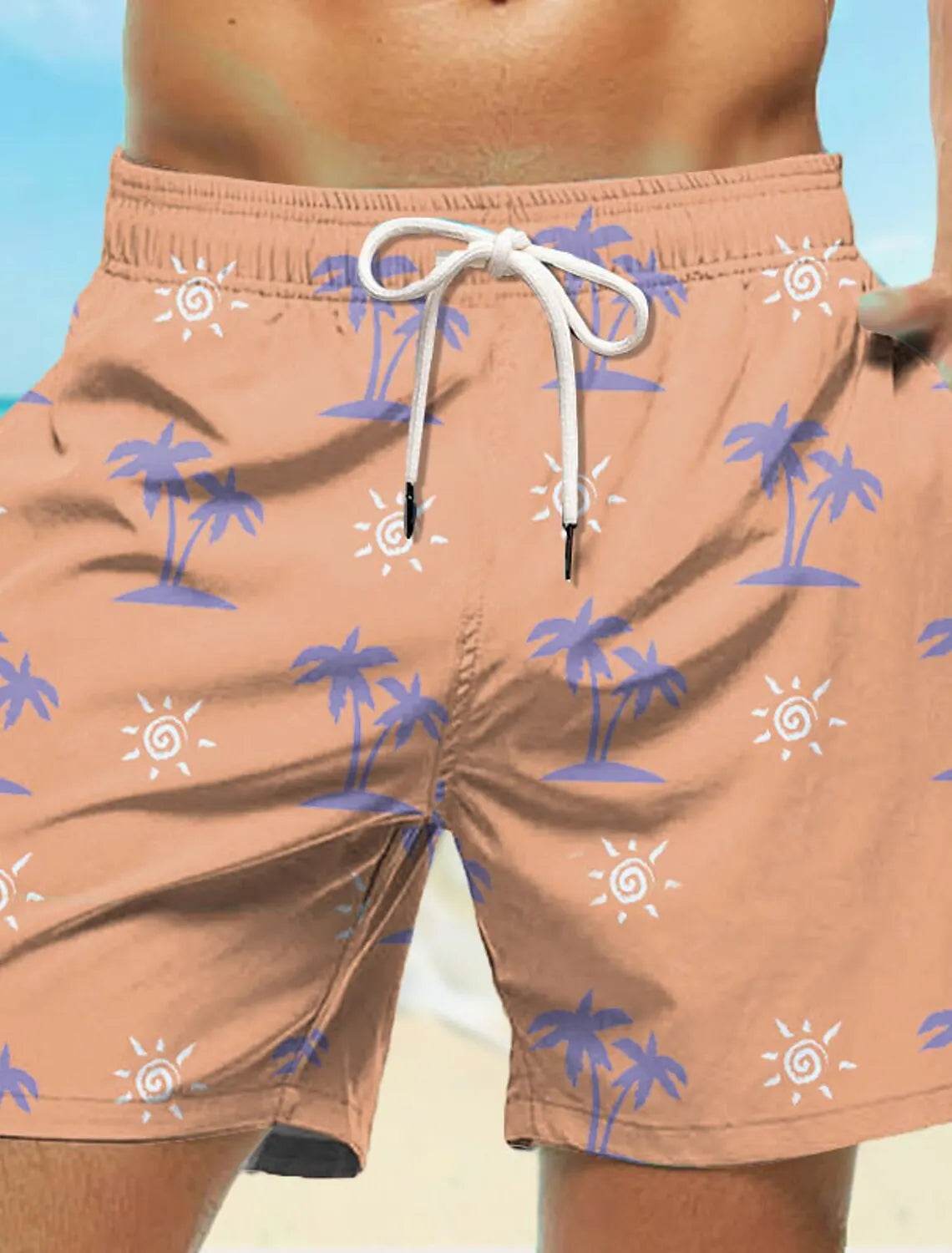 Men's Hawaiian Board Shorts - Quick Dry Coconut Tree Print for Beach - Buy Center US