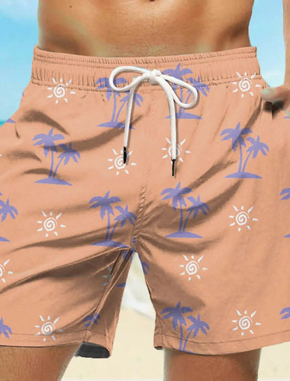 Men's Hawaiian Board Shorts - Quick Dry Coconut Tree Print for Beach - Buy Center US