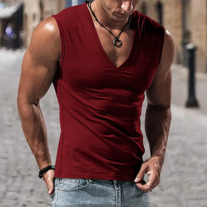 Men's Summer V-Neck Casual Tank Top - Breathable Sports Vest - Buy Center US