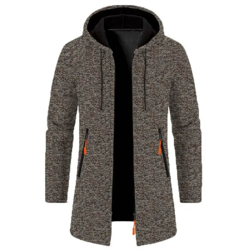 Men's Casual Long-Sleeved Hooded Cardigan Jacket - Solid Color Zipper Style - Buy Center US