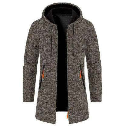 Men's Casual Long-Sleeved Hooded Cardigan Jacket - Solid Color Zipper Style - Buy Center US