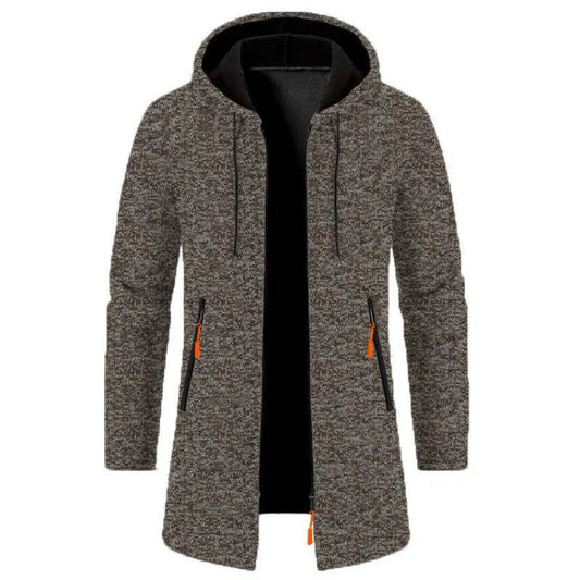 Men's Casual Long-Sleeved Hooded Cardigan Jacket - Solid Color Zipper Style - Buy Center US