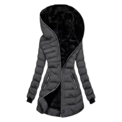 Women's Hooded Down Jacket - Thick Plush-Lined Winter Coat - Buy Center US