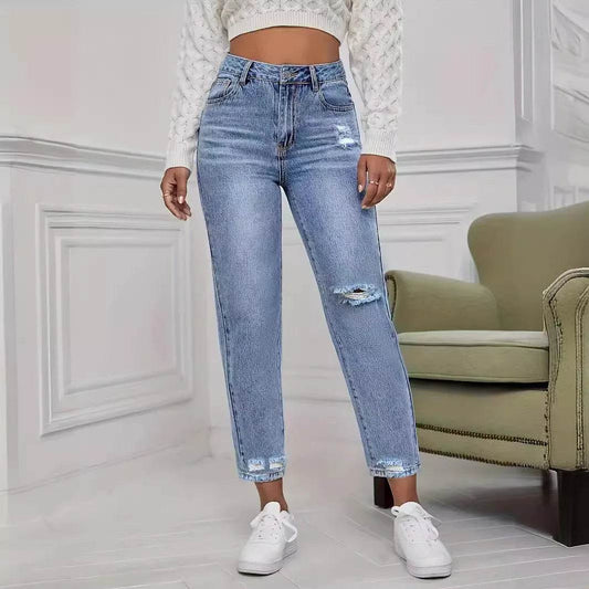 WQAFVG Women's Casual Ripped Jeans - Spring/Summer Straight Fit - Buy Center US