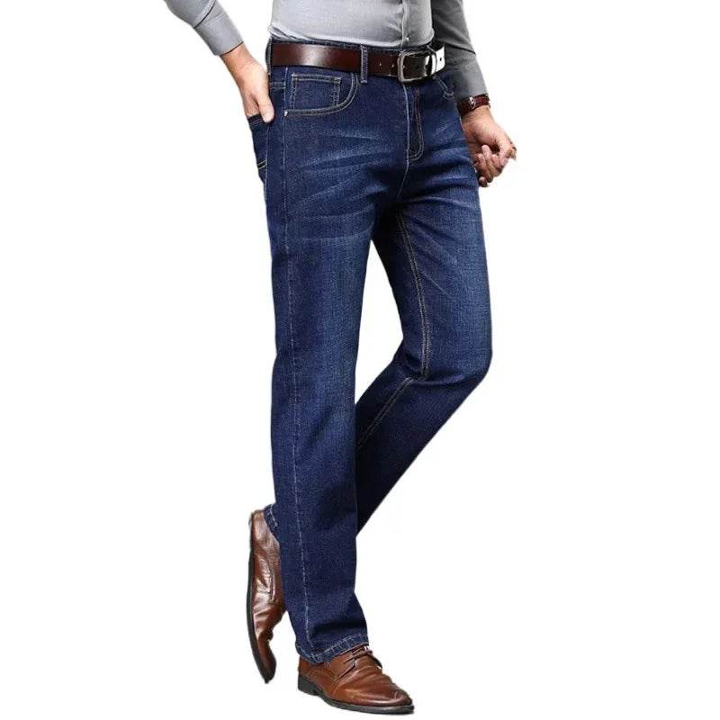 Men's Summer Lightweight Blue Jeans - Slimming Loose Fit Casual Trousers - Buy Center US