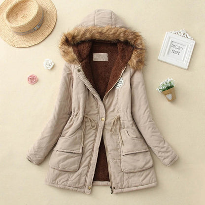 Women's Plus Size Warm Hooded Parka - Fleece Lined Mid-Length Jacket - Buy Center US