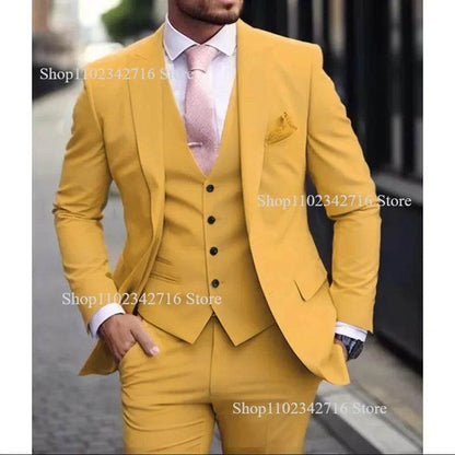 Luxury Pink Men’s Tuxedo Suit 3 Piece - Slim Fit Jacket, Pants & Vest - Buy Center US