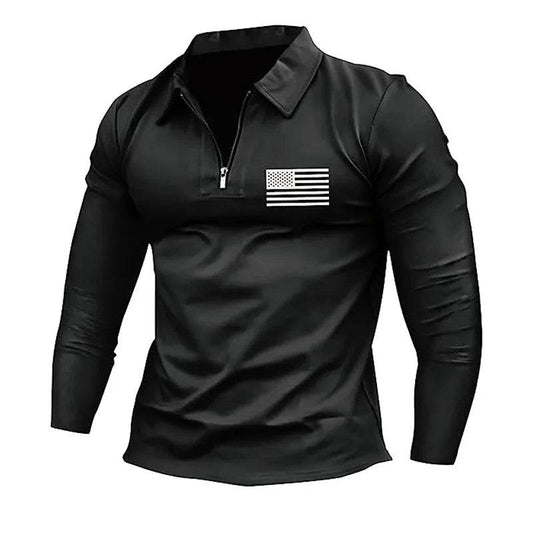 Men's Outdoor Sports Zip Polo T-Shirt - Long Sleeve Casual Wear - Buy Center US