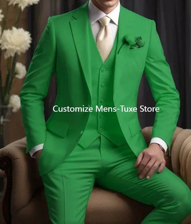 Elegant Men's Wedding Suit - Slim Fit 3-Piece Blazer, Pants & Vest - Buy Center US