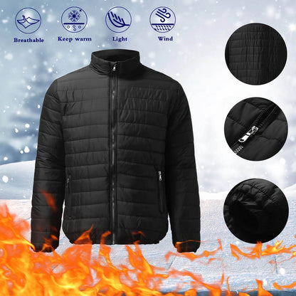 Plus Size Winter Jacket for Men - Casual Cotton Padded Warm Puffer Coat - Buy Center US
