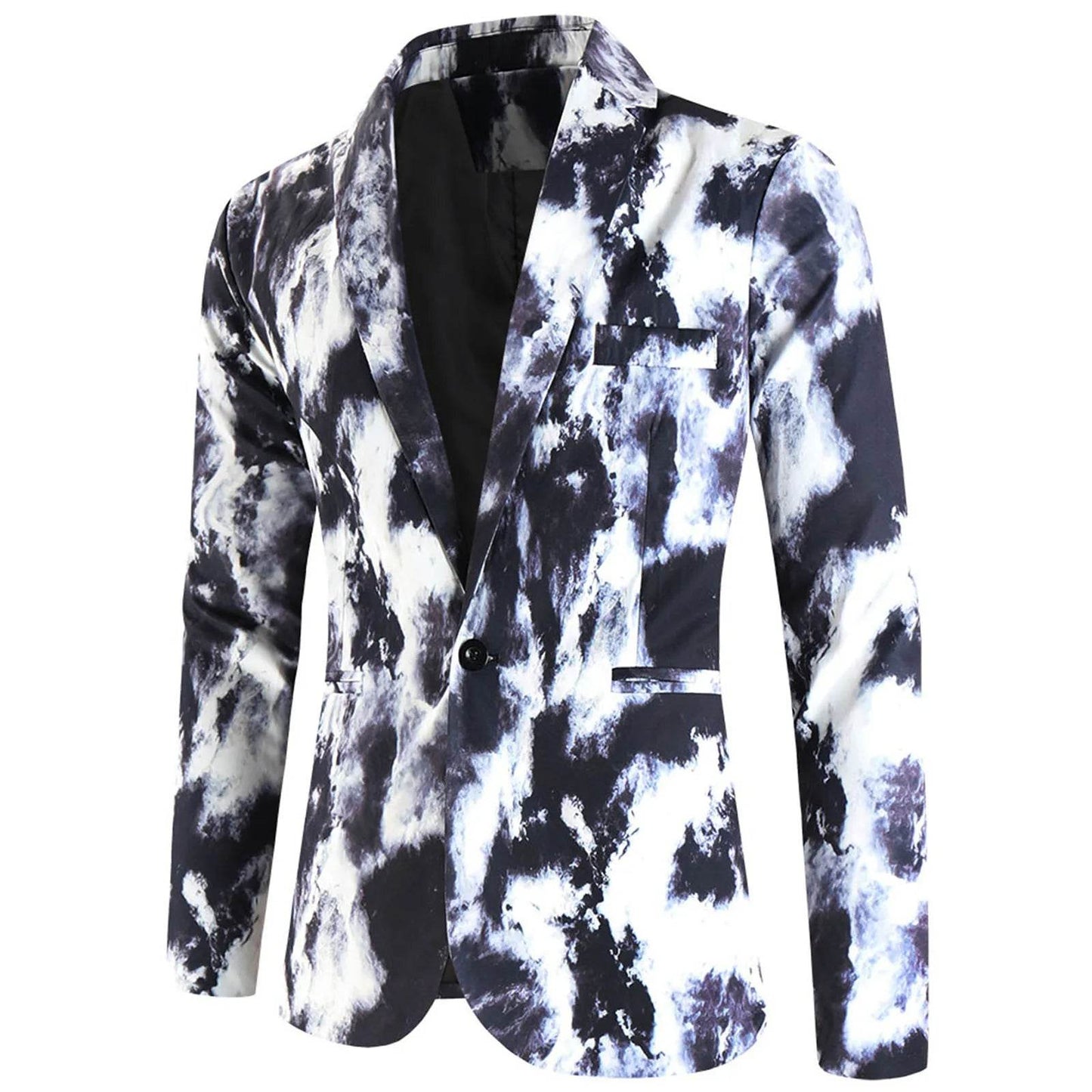 Casual Men's Blazer Jacket - Printed Long Sleeve Lapel Fashionwear - Buy Center US