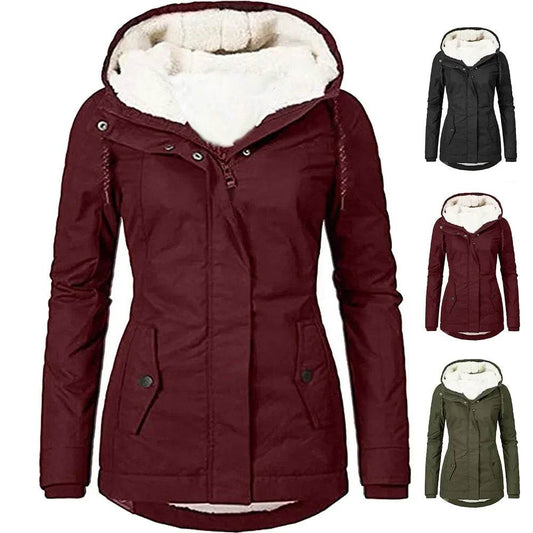 Kalenmos Women's Hooded Zipper Coat - Casual Thick Parka for Autumn - Buy Center US
