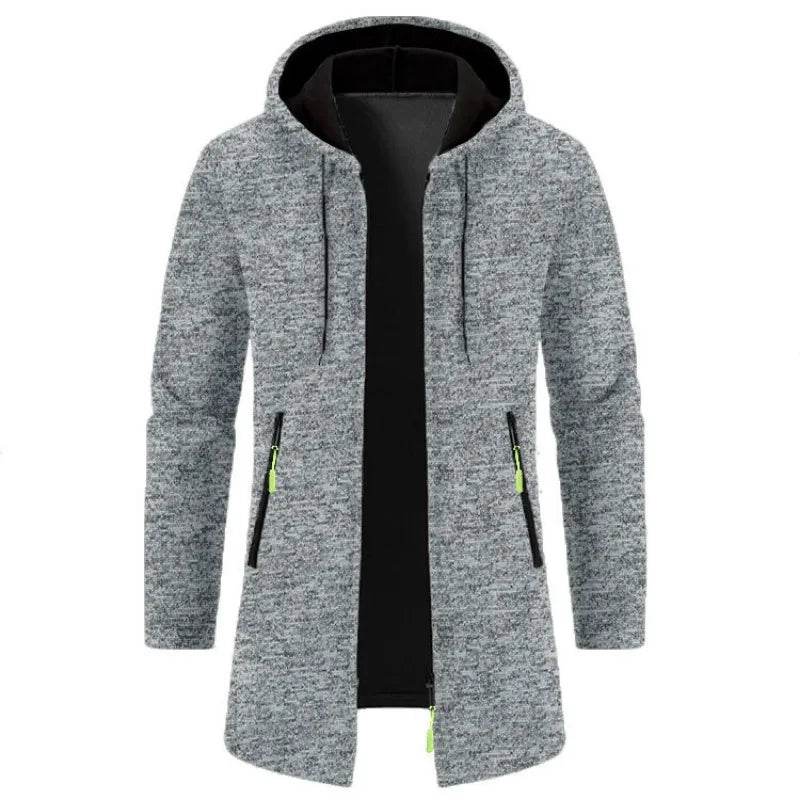 Men's Casual Long-Sleeved Hooded Cardigan Jacket - Solid Color Zipper Style - Buy Center US