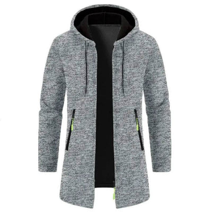 Men's Casual Long-Sleeved Hooded Cardigan Jacket - Solid Color Zipper Style - Buy Center US