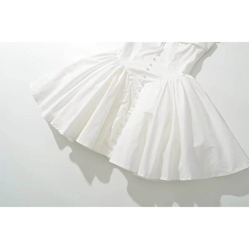 YENKYE White Mini Dress - Women’s Fit and Flare Summer Party Style - Buy Center US