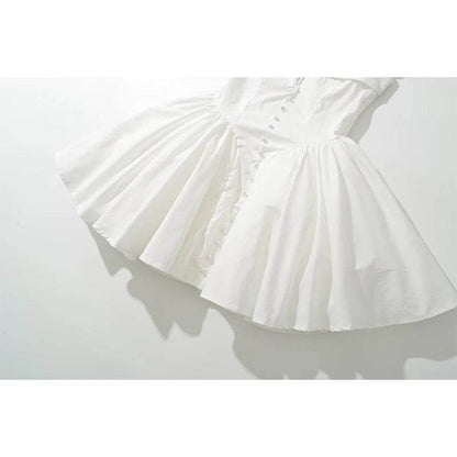 YENKYE White Mini Dress - Women’s Fit and Flare Summer Party Style - Buy Center US