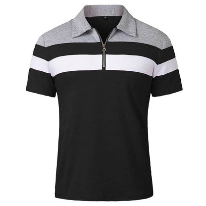 ReFire Gear Men's Casual Summer Polo - 1/4 Zip, Contrast Striped Style - Buy Center US