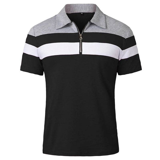 ReFire Gear Men's Casual Summer Polo - 1/4 Zip, Contrast Striped Style - Buy Center US