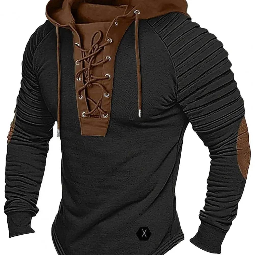 Men’s Spring Fall Colorblock Hoodie - Casual Long Sleeve Pullover Top - Buy Center US