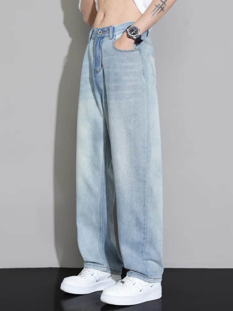 2024 Spring Summer Loose Light Blue Jeans for Men - Fashion Casual Denim - Buy Center US
