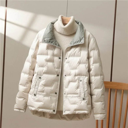 Women's Casual White Duck Down Coat - Lightweight Puffer Jacket - Buy Center US
