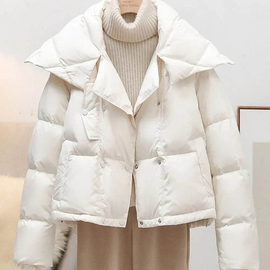 Women's Thickened White Duck Down Coat - Double Breasted Winter Style - Buy Center US