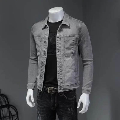 Classic Men's Denim Jacket - High-End Street Style for Autumn - Buy Center US