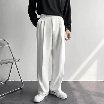 2025 Fashion Korean Loose Wide Pants - Casual White Baggy Trousers for Men - Buy Center US