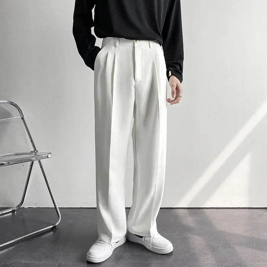 2025 Fashion Korean Loose Wide Pants - Casual White Baggy Trousers for Men - Buy Center US