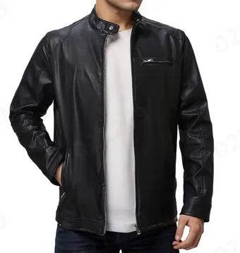 WHooHoo Men's PU Leather Motorcycle Jacket - Stylish Windproof Outwear - Buy Center US
