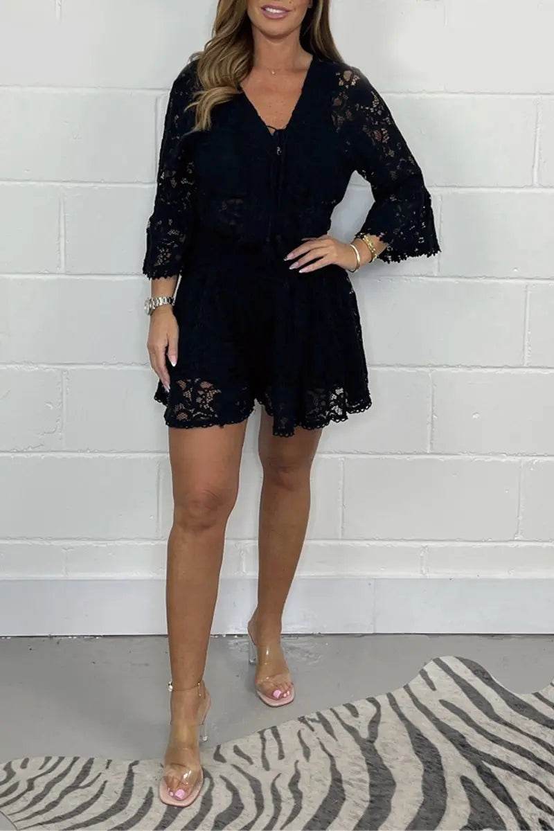 Casual Women's French Crochet Top and Shorts Set - Summer Style - Buy Center US