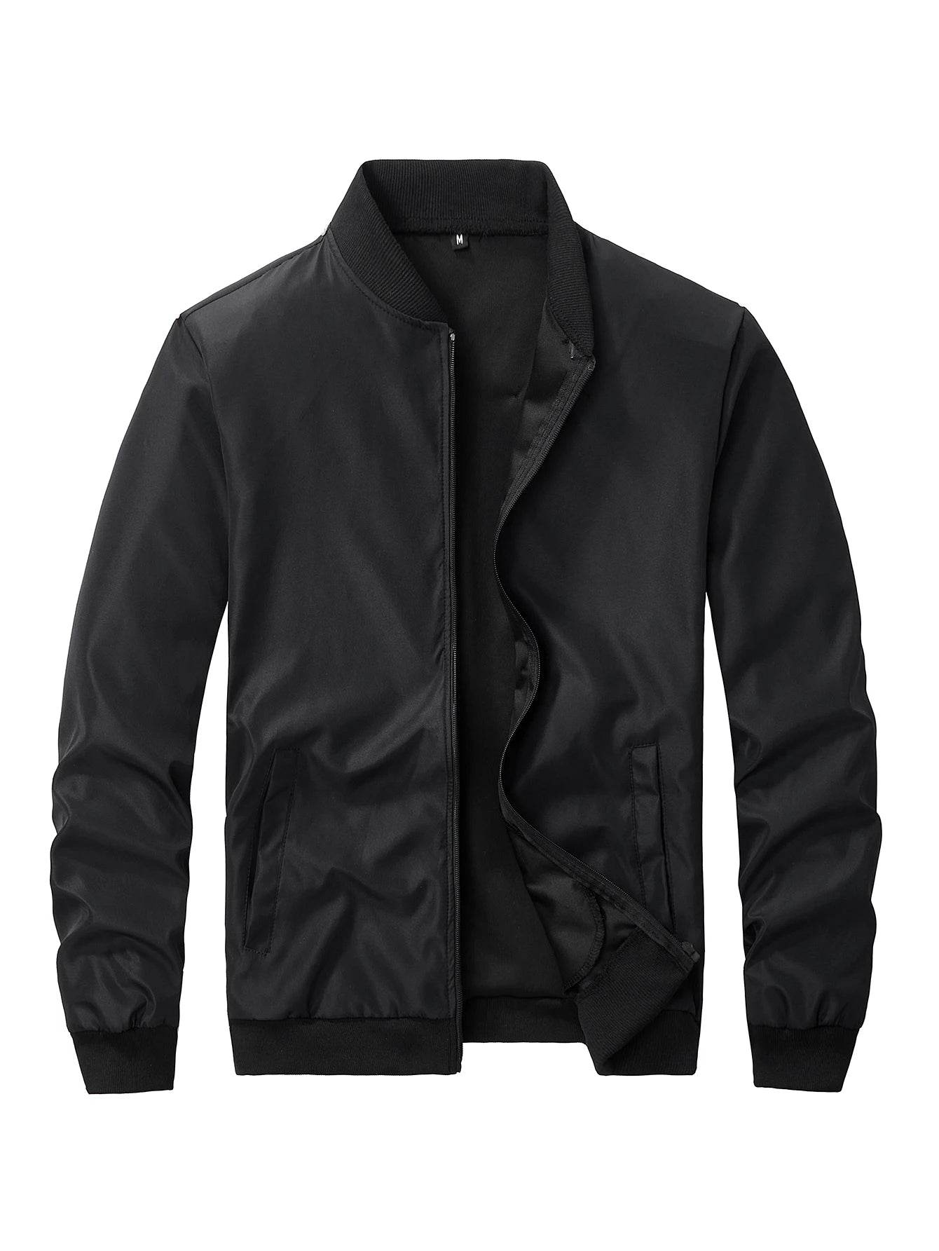 Men's Casual Thin Baseball Collar Jacket - Solid Color, Loose Fit for Spring - Buy Center US