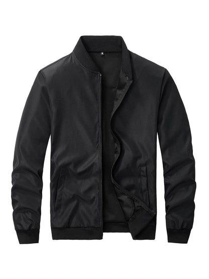Men's Casual Thin Baseball Collar Jacket - Solid Color, Loose Fit for Spring - Buy Center US