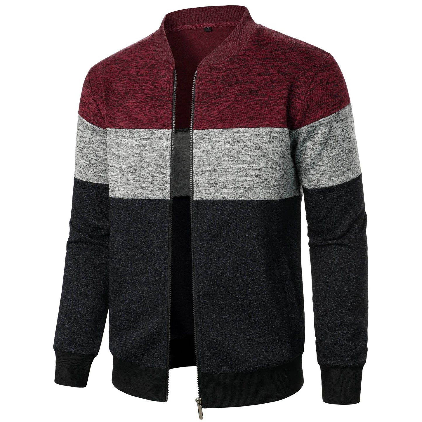 Men's Autumn Stand-Up Collar Striped Knit Jacket - Fashionable Zipper Top - Buy Center US