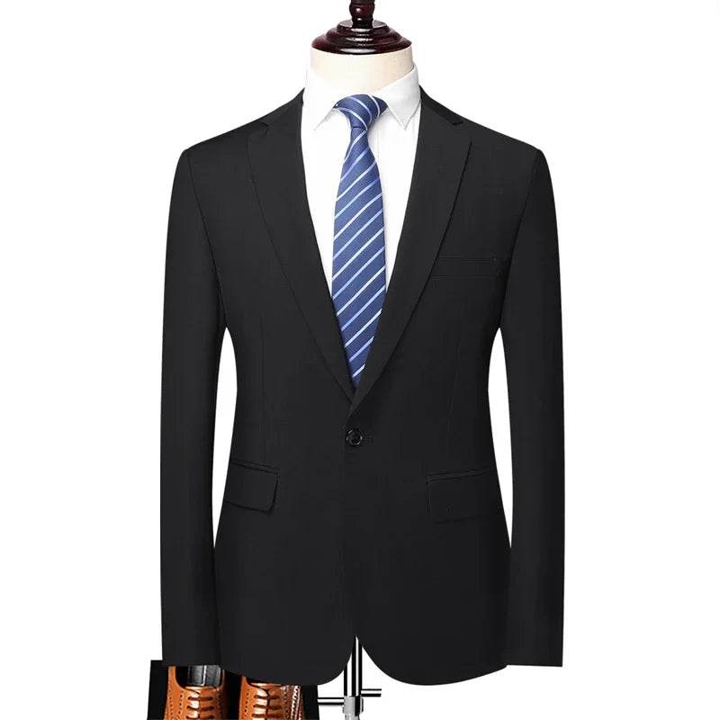 Men's Fashion Blazer - Solid Color British Style for Work & Weddings - Buy Center US