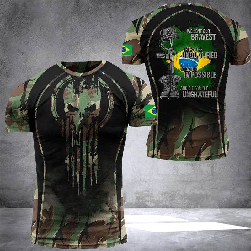 Brazil Flag 3D Print Men's T-Shirt - Casual Summer Oversized Tee - Buy Center US