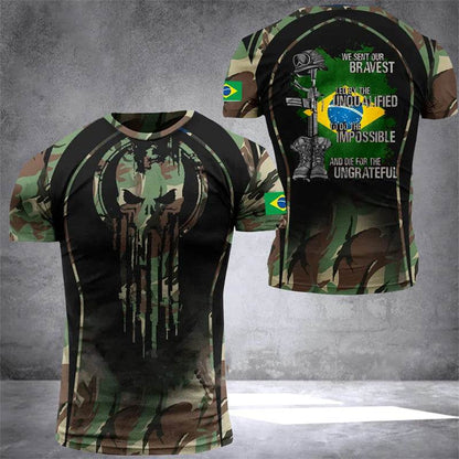 Brazil Flag 3D Print Men's T-Shirt - Casual Summer Oversized Tee - Buy Center US