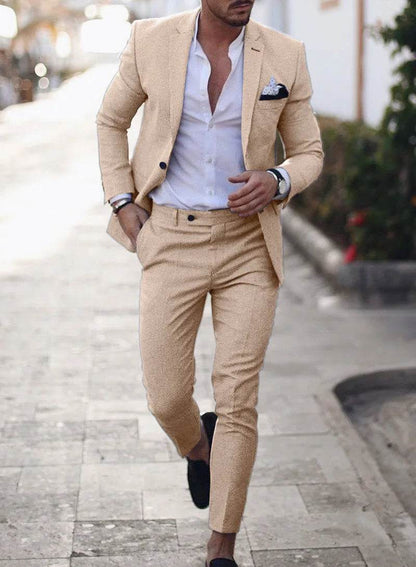 Zmbanpise Men's 2-Piece Linen Suit - Smart Casual Wedding Attire - Buy Center US